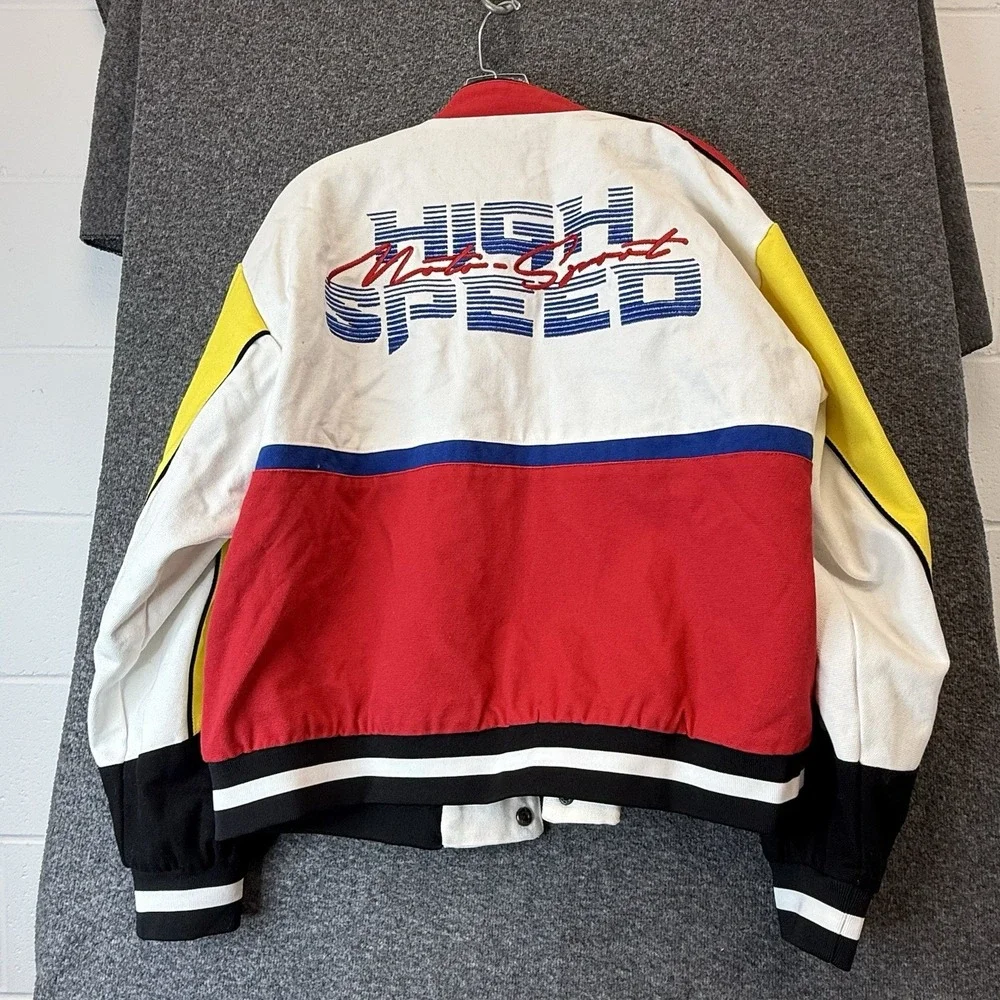 Forever 21 Racing Jacket Small Varsity Coat Moto Bomber Canvas Y2K Streetwear
